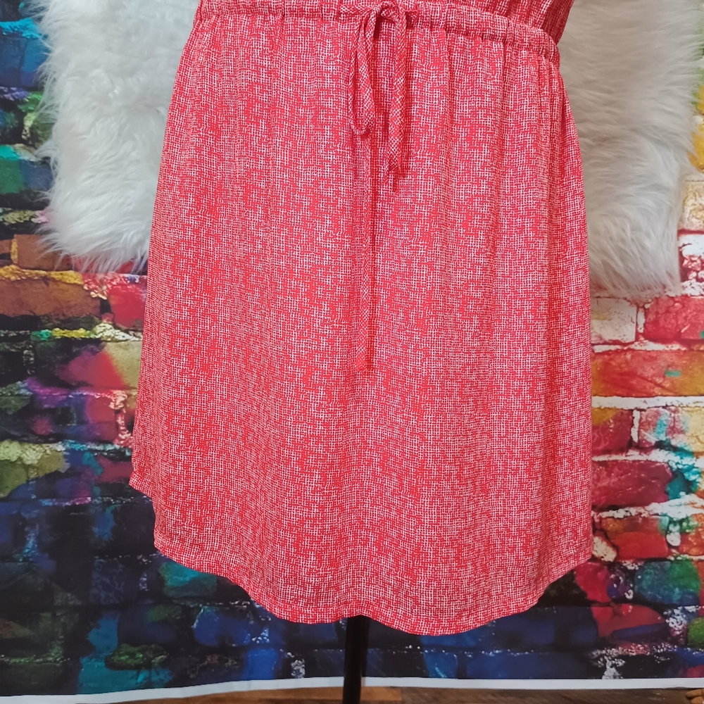Hillary Radley Red and White Sleeveless Front Button Dress Size 6 - Picture 7 of 10